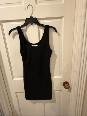 American Threads Black Scoop Neck Bodycon Tank Mini Dress Size Medium